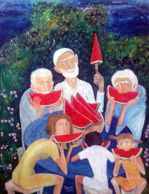 52.Season of watermelon 2018year 70x90cmOriginal Painting Oil on Canvas8500$ by ZAKIR AHMEDOV